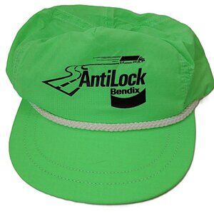 Vintage 80s Neon Green Snapback Hat Fullback Cap Bendix AntiLock